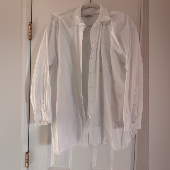Madewell Signature Poplin Oversized Shirt, white button up blouse, M - Picture 4 of 9